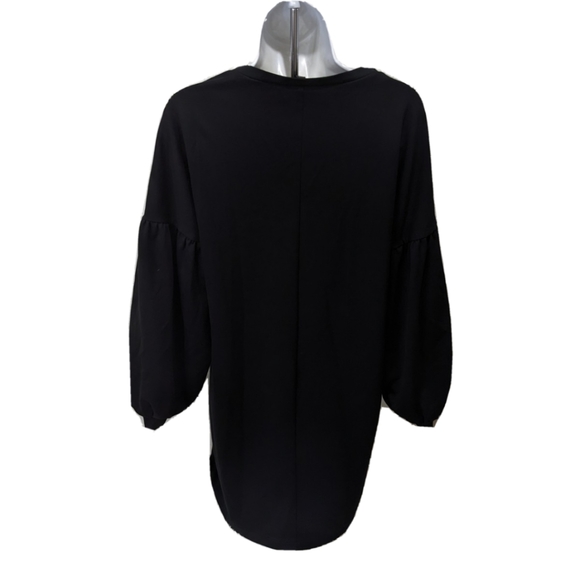 NWT Express Puff Sleeve Dress S Long Sleeve Black Drop Shoulder Sheath Oversized - Picture 3 of 10